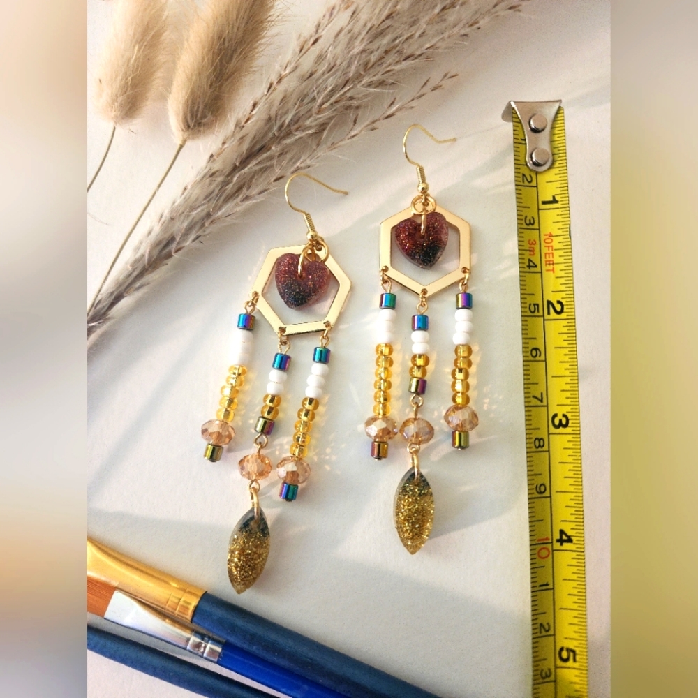 Handmade Mix Resin/Beads Earrings - Picture 3 of 3